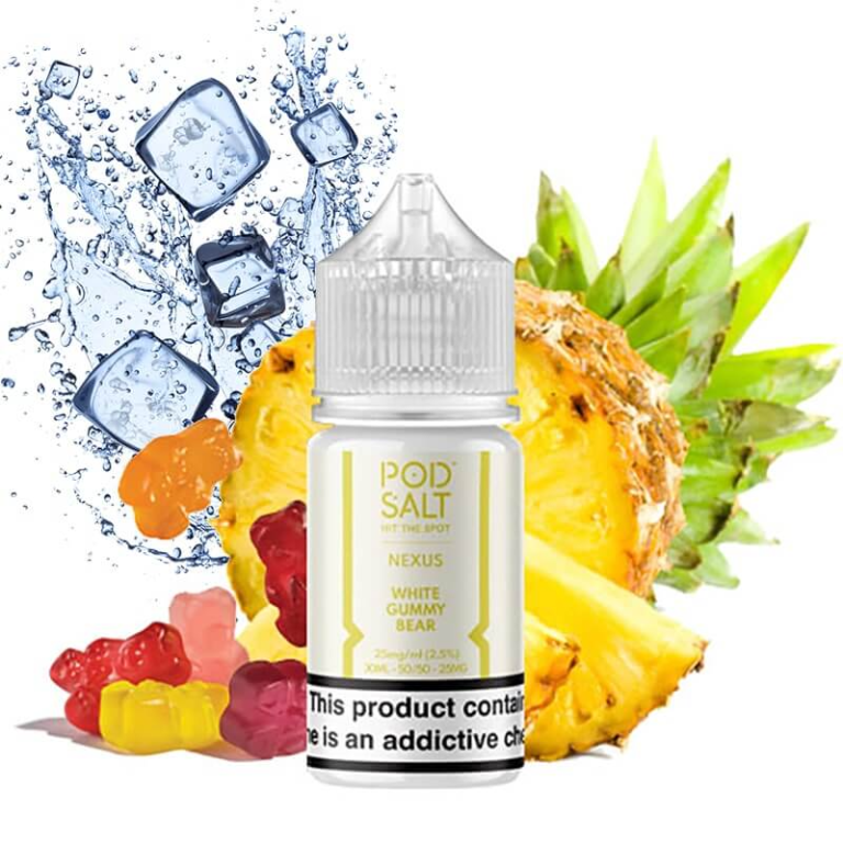 سالت آناناس پاستیل خرسی یخ پاد سالت Pod salt White Gummy Bear Ice 1 POD SALT WHITE GUMMY BEAR 30ML min 768x768 1